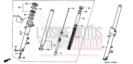 FOURCHETTE AVANT (CB900F2/3) CB900F3 de 2003